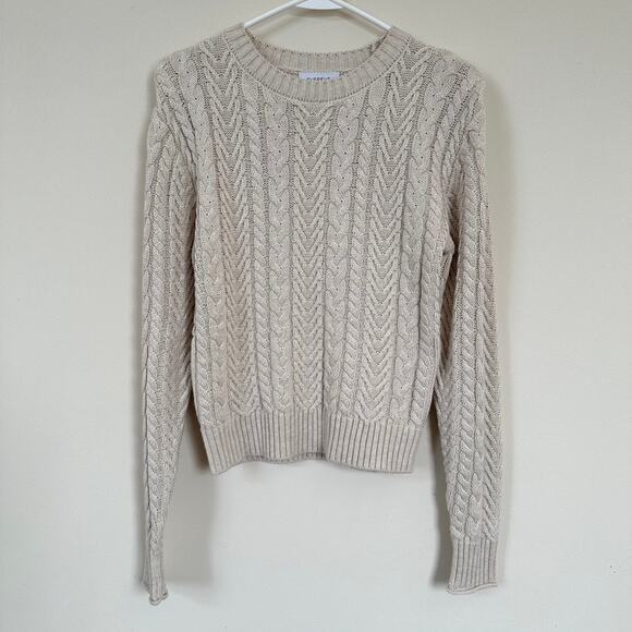 Evereve Sweaters - Evereve Sweater Womens XS Cable Knit Alexis Strong Shoulder Pullover Ivory
